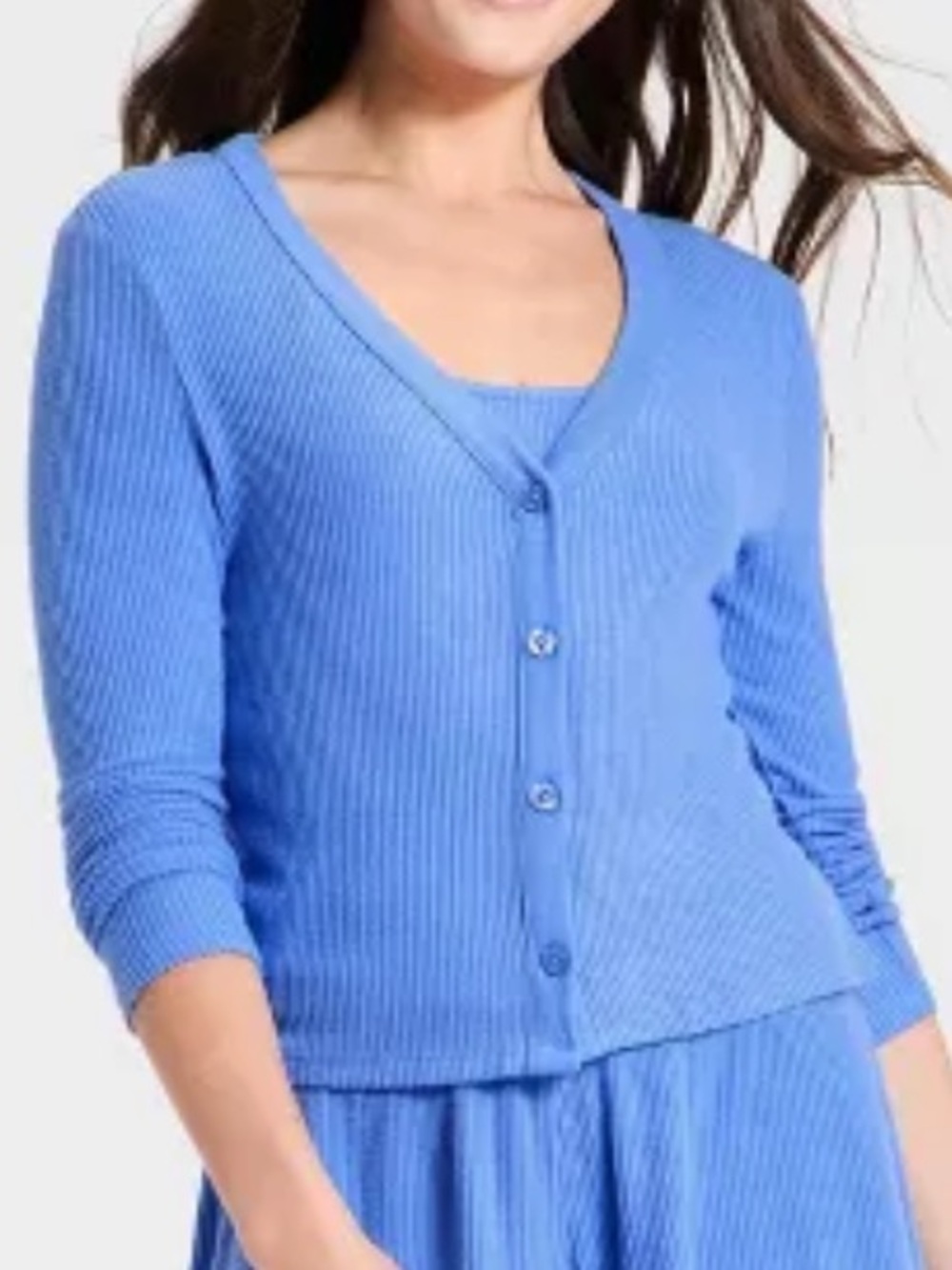 Ribbed Long Sleeve Button Front Cardi - Picture 4 of 6